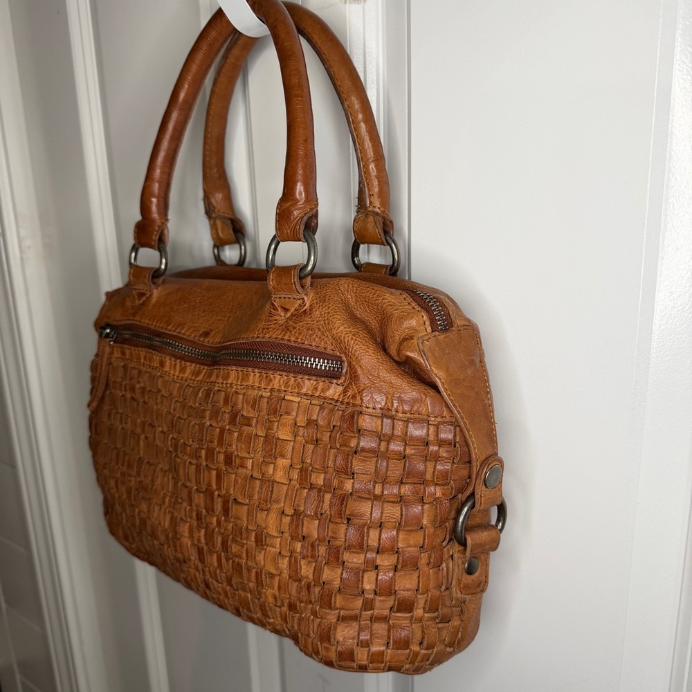 Vilenca Holland Woven Genuine Leather Hand Bag Purse Satchel Brown - Picture 2 of 16